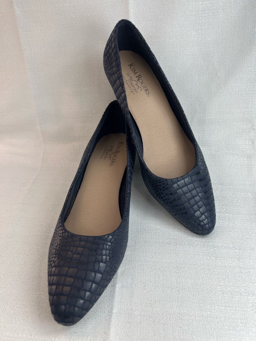 Kim Rogers, navy blue python embossed 2 inch heels